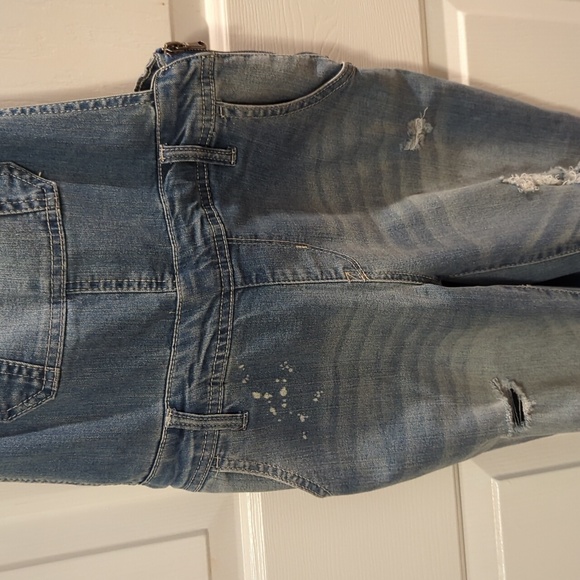 Wallflower Distressed Denim Bib Slim Overalls Medium Wash Size Small - Picture 5 of 10